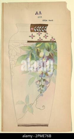 Disegno, disegno per un vaso; Made for Noritake; Giappone; pennello e acquerello, oro, gouache bianco, penna e inchiostro nero, grafite su carta crema; 28,7 x 15,3 cm (11 5/16 x 6 pollici) Tappetino: 35,7 x 45,8 cm (14 1/16 x 18 1/16 pollici); 1985-14-44 Foto Stock