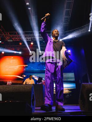 Milano, Italia. 12th Apr, 2023. Lil Tjay suona dal vivo a Fabrique, Milano (Foto di Maria Laura Arturi/NurPhoto) Credit: NurPhoto SRL/Alamy Live News Foto Stock