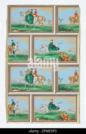 Parete laterale, vita del paese; probabilmente Inghilterra; carta stampata a macchina; 88,5 x 56 cm (34 13/16 x 22 1/16 pollici) Foto Stock