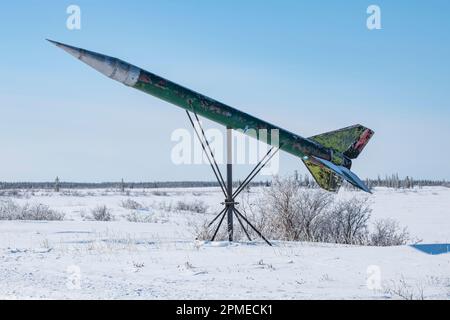 Razzo alla gamma di razzo smantellata a Churchill, Manitoba, Canada Foto Stock