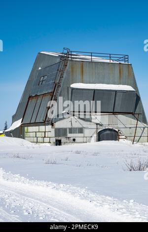 Lanciarazzi Black Brant presso la gamma di razzi smantellati a Churchill, Manitoba, Canada Foto Stock