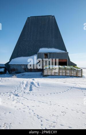 Lanciarazzi Black Brant presso la gamma di razzi smantellati a Churchill, Manitoba, Canada Foto Stock