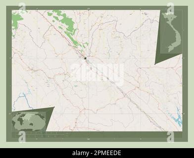 Lao Cai, provincia del Vietnam. Aprire la mappa stradale. Mappe delle posizioni ausiliarie degli angoli Foto Stock