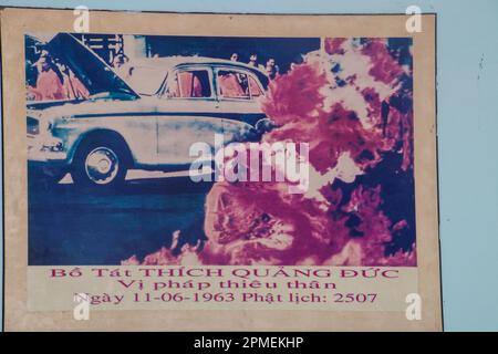 Vietnam, Hue, Thien Mu Pagoda. Macchina in cui il monaco, Thich Quang Duc, ha guidato a Saigon prima di bruciarsi a morte il 11 giugno 1963 Foto Stock