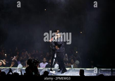 Il rapper Meeke Mill si esibisce sul palco alla Scotiabank Arena di Toronto, CANADA Foto Stock