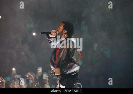 Il rapper Meeke Mill si esibisce sul palco alla Scotiabank Arena di Toronto, CANADA Foto Stock