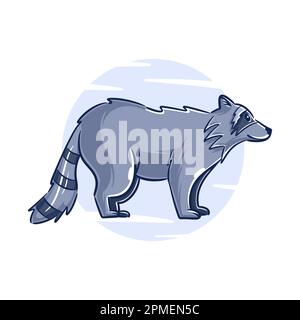 Personaggio cartoon vettoriale disegnato a mano da raccoon Illustrazione Vettoriale