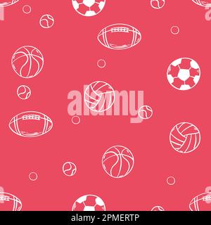Sport ball senza cuciture motivo vettoriale rosa bianco Illustrazione Vettoriale