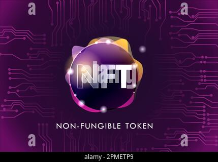 Token non fungibile NFT. Icona gettoni non fungibili che copre il concetto NFT. Tecnologia high-tech simbolo vettore logo Illustrazione Vettoriale