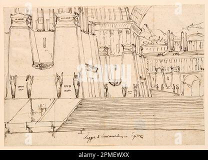 Disegno, Stage Design, Gruppo di edifici orientali; Italia; penna e inchiostro su carta Foto Stock