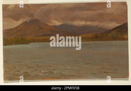 Disegno, Mt. Katahdin dal lago Katahdin; Frederic Edwin Church (americano, 1826–1900); USA; pennello e olio, matita su cartone; 28,4 x 30,6 cm (11 3/16 x 12 1/16 pollici) Foto Stock