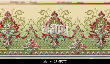 Fregio (USA); prodotto da Imperial Wallcoverings Inc (Stati Uniti); carta stampata a macchina, mica liquida; 215 x 49,5 cm (84 5/8 x 19 1/2 pollici) Foto Stock