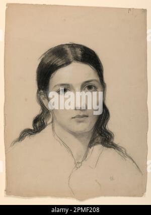 Disegno, la moglie dell'artista Sophie; Daniel Huntington (americano, 1816–1906); sitter: Sophie Huntington; USA; pastello nero, gesso nero, gesso bianco su carta bianca con vove; 44,5 x 32,5 cm (17 1/2 x 12 13/16 pollici) ; Bequest of Erskine Hewitt; 1942-50-5 Foto Stock