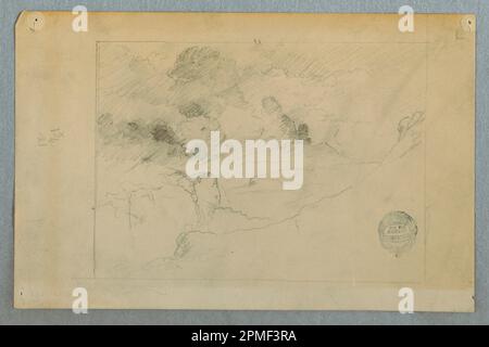 Disegno, Vista distante dell'eruzione del vulcano Sangay, Ecuador; Chiesa di Frederic Edwin (americana, 1826–1900); Ecuador; grafite su carta bianca; foglio: 14,6 x 22,5 cm (5 3/4 x 8 7/8 pollici) Foto Stock