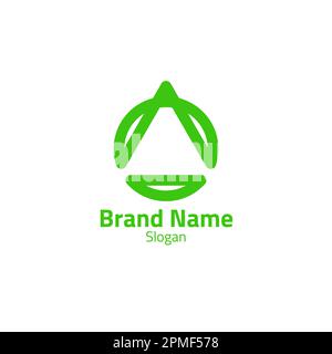 Logo verde astratto, un mix di triangoli e cerchi. Illustrazione Vettoriale
