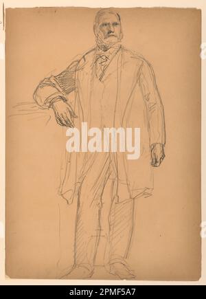 Disegno, presidente Chester Alan Arthur Standing; Daniel Huntington (americano, 1816–1906); sitter: Chester A. Arthur (1830 – 1886); USA; grafite su carta di colino marrone chiaro verso: Grafite e gesso bianco; 35,4 x 25,5 cm (13 15/16 x 10 1/16 pollici) ; Bequest of Erskine Hewitt; 1938-57-1057 Foto Stock