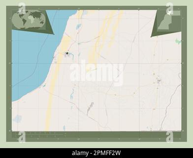 Laayoune-Sakia El Hamra, provincia del Sahara Occidentale. Aprire la mappa stradale. Mappe delle posizioni ausiliarie degli angoli Foto Stock