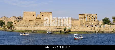 Egitto, Egitto superiore, Nubia, valle del Nilo, Assuan, Agilka isola, tempio di Philae elencato come Patrimonio Mondiale dell'Umanità dall'UNESCO Foto Stock