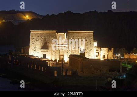 Egitto, Egitto superiore, Nubia, valle del Nilo, Assuan, Agilka isola, tempio di Philae elencato come Patrimonio Mondiale dell'Umanità dall'UNESCO Foto Stock