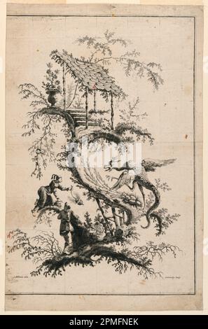 Stampa, targa, da Suite de Jeu Chinois; disegnato da Jean-Baptiste Pillement (francese, 1728-1808); Francia; incisione su carta; 1919-10-71 Foto Stock