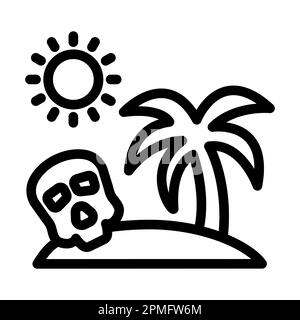 Icona Skull Island Vector Thick Line per uso personale e commerciale. Foto Stock