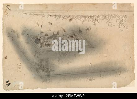 Disegno, disegno per il ricamo del gilet di un uomo; Francia; penna e inchiostro su carta; 30,9 x 46,3 cm (12 3/16 x 18 1/4 pollici) Foto Stock