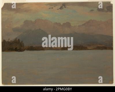 Disegno, Mt. Katahdin dal lago Katahdin; Frederic Edwin Church (americano, 1826–1900); USA; pennello e vernice ad olio su cartone; 22,6 x 30,5 cm (8 7/8 x 12 pollici) Foto Stock