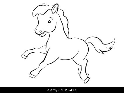 Cavallo bianco e nero Clipart Illustrazione Vettoriale