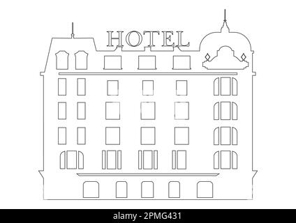Adesivo Royal Hotel su sfondo bianco. Simbolo dell'hotel in bianco e nero Illustrazione Vettoriale