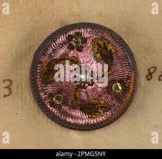 Bottone (Francia); carta, foglio metallico, filo, paillette Foto Stock