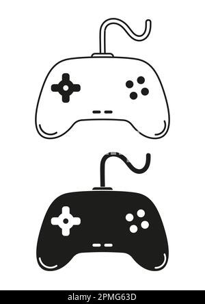 Controller di gioco in bianco e nero icona Flat Design Vector Illustrazione Vettoriale