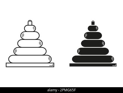 Nero e bianco piramide Toy icona Flat Design Vector Illustrazione Vettoriale