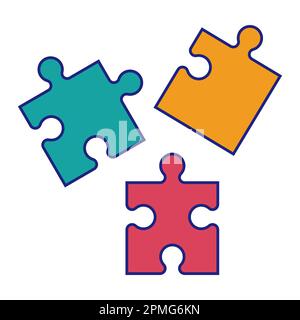 Puzzle pezzi icona Flat Design Vector Illustrazione Vettoriale