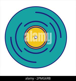 Fonografo Record icona Flat Design Vector Illustrazione Vettoriale