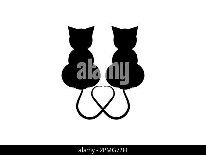 Due gatti in amore icona illustrazione vettoriale Illustrazione Vettoriale