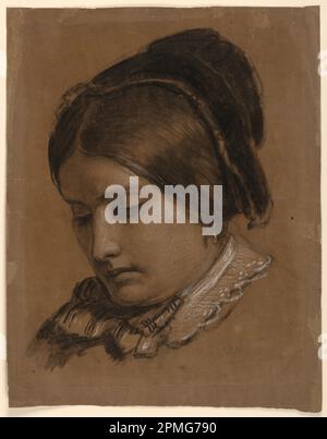 Disegno, la moglie dell'artista Sophie; Daniel Huntington (americano, 1816–1906); sitter: Sophie Huntington; USA; pastello bianco e nero su carta di wove marrone, steso; 40,8 x 31,8 cm (16 1/16 x 12 1/2 pollici) ; Bequest of Erskine Hewitt; 1942-50-2 Foto Stock