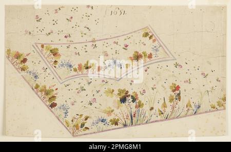 Disegno, disegno per gilet ricamato, motivo 1691 della Fabrique de St. RUF; progettato da Mademoiselle Baulieu; Francia; pennello e gouache su carta posata; 23,4 x 38,9 cm (9 3/16 x 15 5/16 poll.) Foto Stock