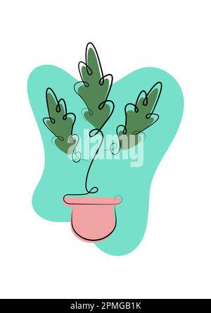 Astratto minimalista fiore contorno stile disegno a mano Illustrazione Vettoriale