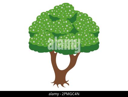 Bellissimo albero fiorito. Struttura clipart. Fiori Illustrazione Vettoriale