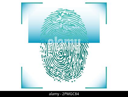 Simbolo di identificazione con impronta digitale blu Illustrazione Vettoriale