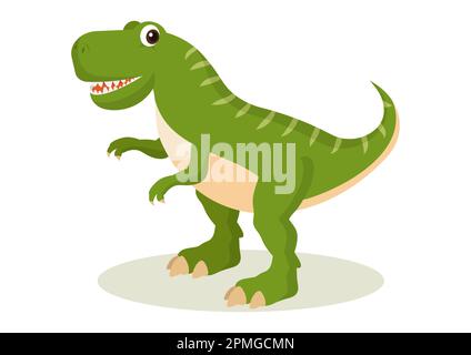 Carattere dinosauro cartone animato isolato su sfondo bianco Illustrazione Vettoriale