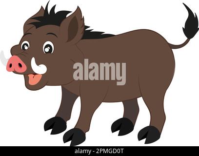 Cartoon Vector Wild Pig Illustrazione Vettoriale