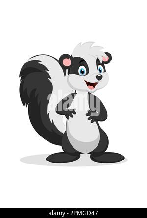Cartoon cute skunk su sfondo bianco Illustrazione Vettoriale