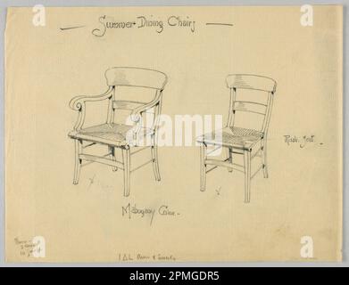Disegno, disegni per sedie da pranzo estive; disegnato da A.N. Davenport Co.; grafite su carta sottile color crema; 21,0 x 27,6 cm (8 1/4 x 10 7/8 pollici) Foto Stock