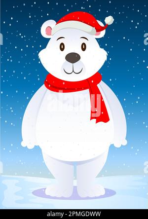 Carino Polar Bear Cartoon personaggio vettore Illustrazione Vettoriale