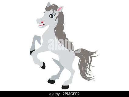 Cartone animato White Horse. Cavallo vettore Illustrazione Vettoriale