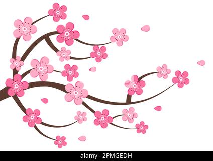Vettore clispart fiore ciliegio isolato su sfondo bianco Illustrazione Vettoriale