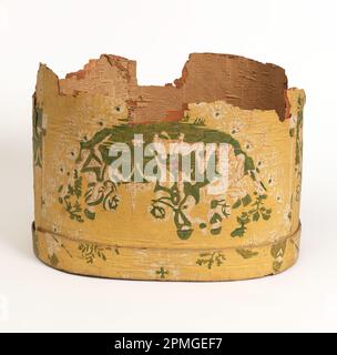 Bandbox (USA); prodotto da Hannah Davis (1784 – 1863); carta stampata a blocchi, supporto in legno; 45 x 35 x 33 cm (17 11/16 x 13 3/4 x 13 pollici) Foto Stock