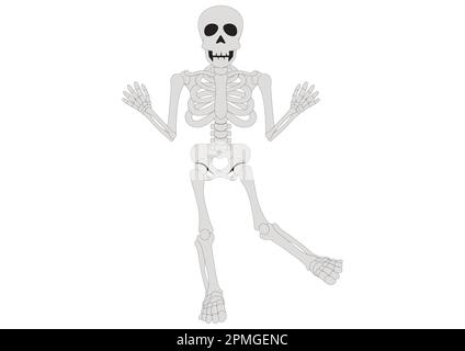 Scheletro da ballo. Skeleton Funny Clipart Illustrazione Vettoriale
