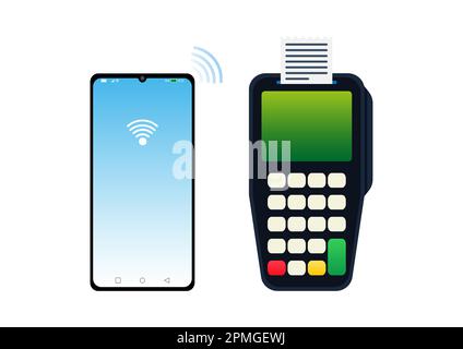 Pagamento mobile senza contatto. POS e pagamento mobile Illustrazione Vettoriale